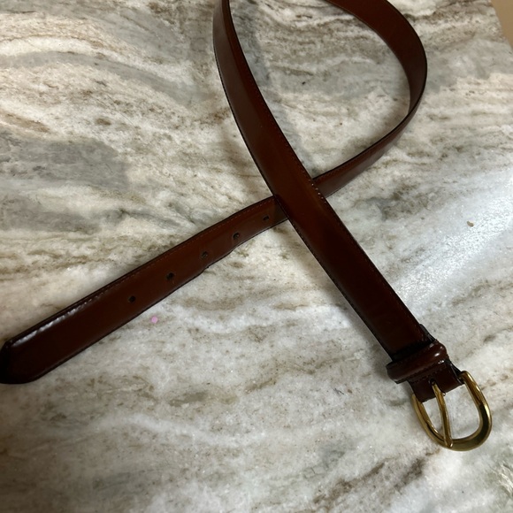 COACH MENS BROWN LEATHER DRESS BELT Size 34 SOLID BRASS BUCKLE - Picture 2 of 11